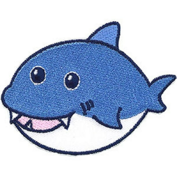 Shark Gray Fish Ocean Animals Embroidered Felt Applique